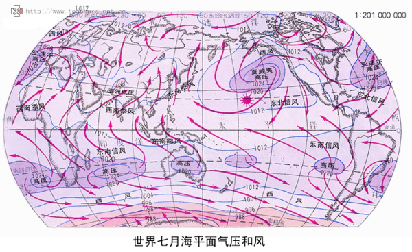 夏季,季风覆盖中国,但无法到达亚洲内陆